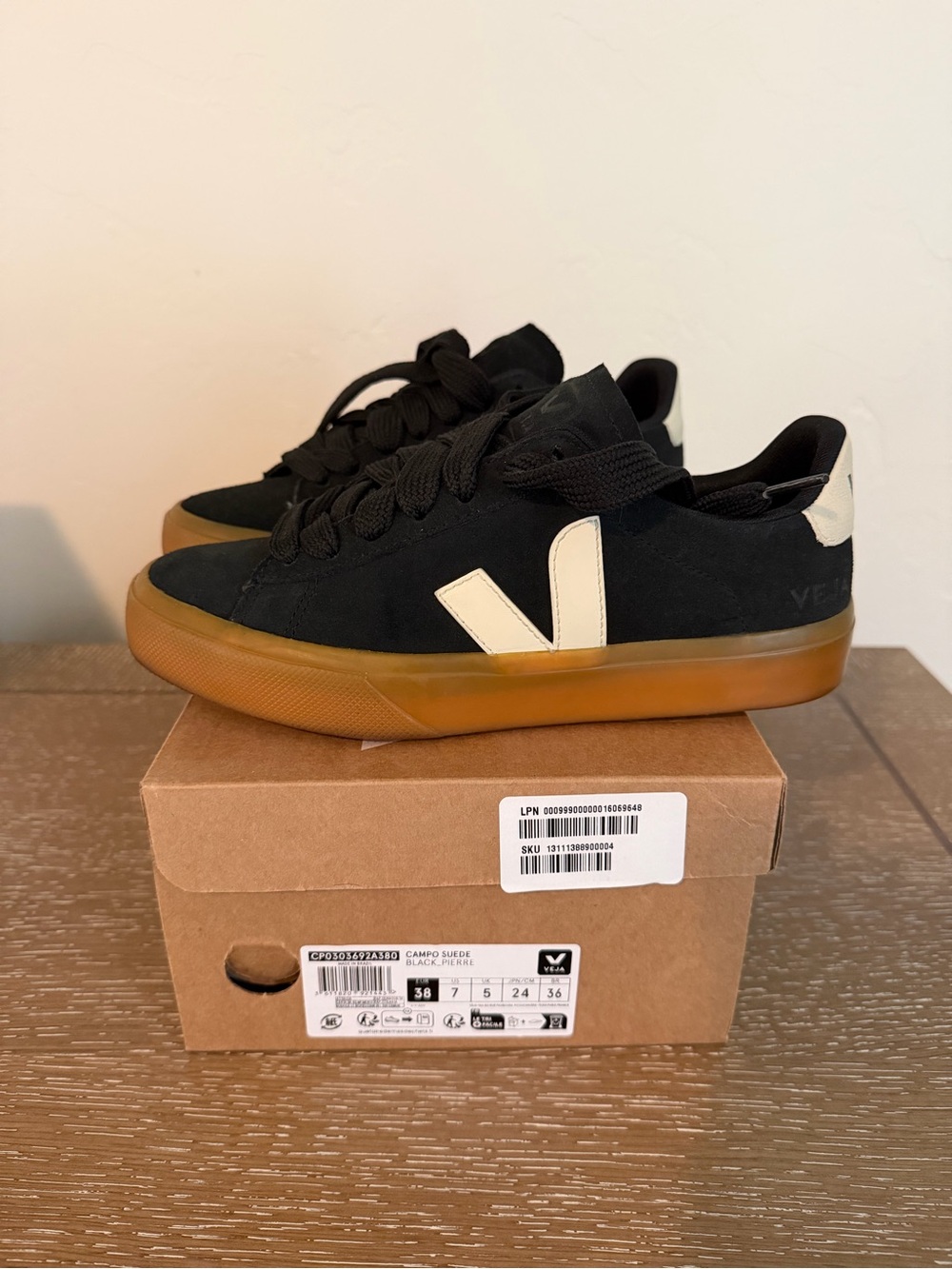 Veja Black Campo Suede Pierre Sneakers